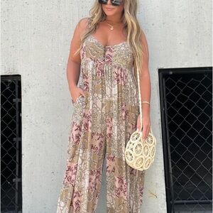 Cooper patchwork print loose jumpsuit